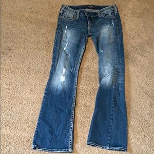 Low rise silver jeans